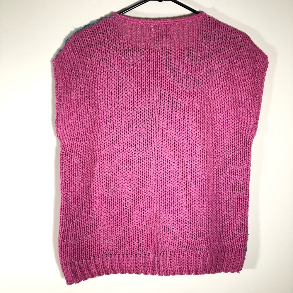 Vintage 80’s Color Block Sweater Hand Knit - Picture 2 of 4